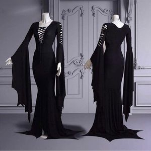 Women's Morticia Floor Dress Costume Adult Women Gothic Wi